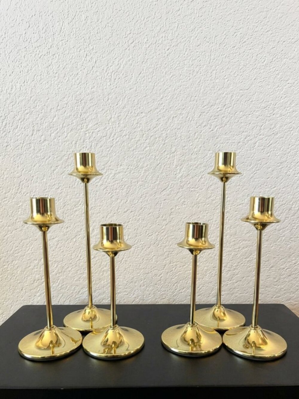 Set of 6 | Gold Weighted Vintage Candlestick Holders